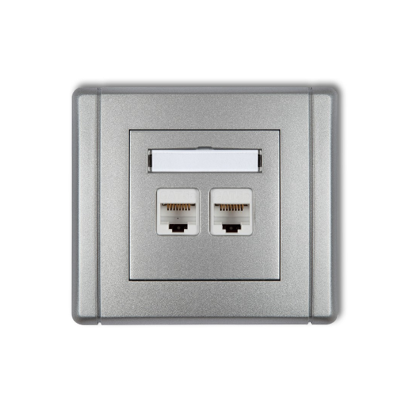 Karlik Flexi Gniazdo komputerowe podwójne 2XRJ45, kat. 5E, 8-stykowe, srebrny metalik
