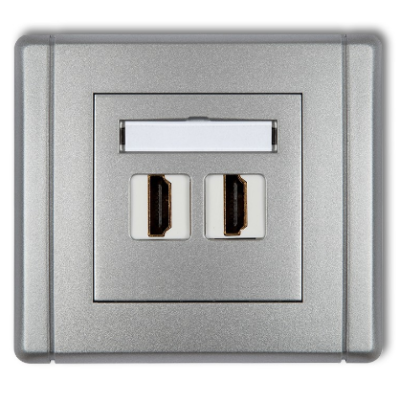 Karlik Flexi Gniazdo podwójne HDMI 1.4, srebrny metalik