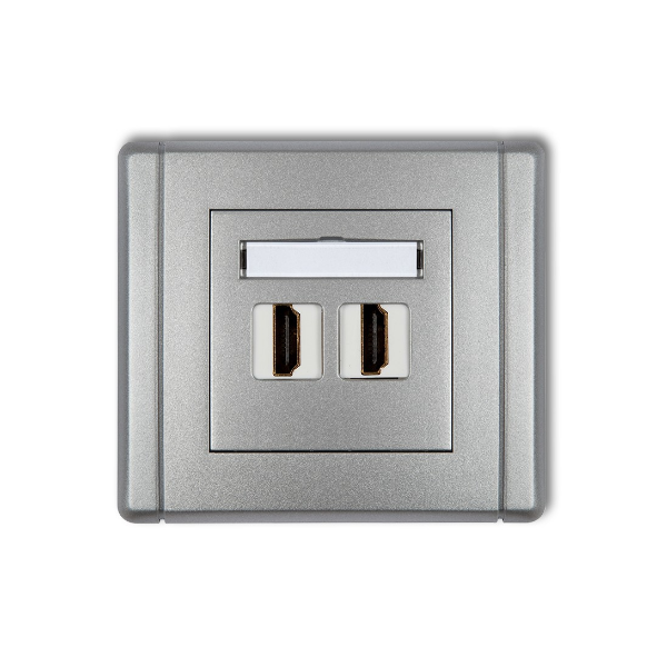 Karlik Flexi Gniazdo podwójne HDMI 1.4, srebrny metalik