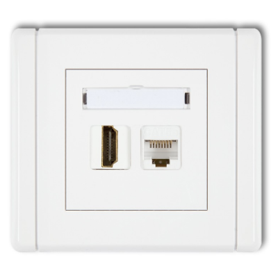 Karlik Flexi Gniazdo pojedyncze HDMI 1.4 + gniazdo komp. poj. 1XRJ45, kat. 5E, 8-stykowe, biały