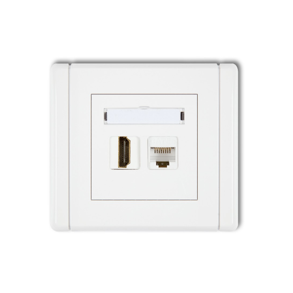 Karlik Flexi Gniazdo pojedyncze HDMI 1.4 + gniazdo komp. poj. 1XRJ45, kat. 5E, 8-stykowe, biały