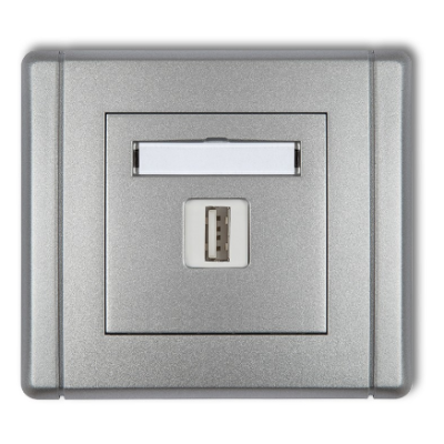Karlik Flexi Gniazdo pojedyncze USB-AA 2.0, srebrny metalik