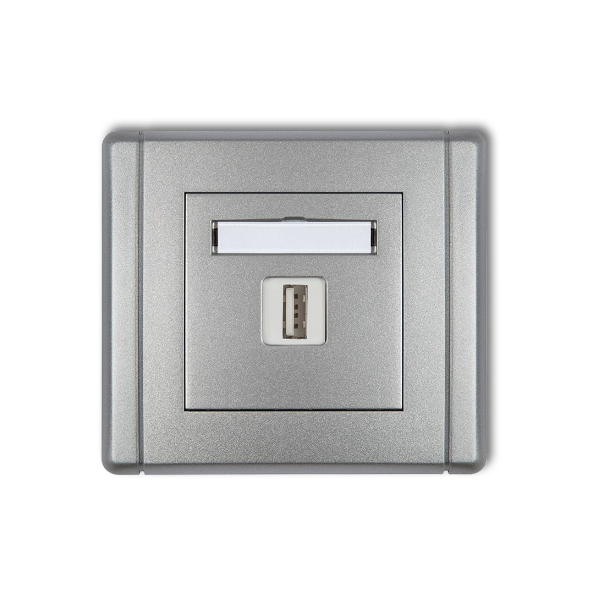 Karlik Flexi Gniazdo pojedyncze USB-AA 2.0, srebrny metalik