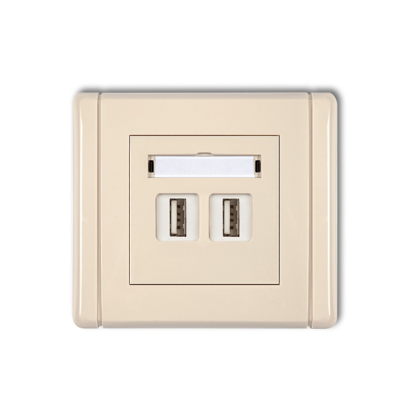 Karlik Flexi Gniazdo podwójne 2xUSB-AA 2.0, beżowy