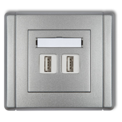 Karlik Flexi Gniazdo podwójne 2xUSB-AA 2.0, srebrny metalik