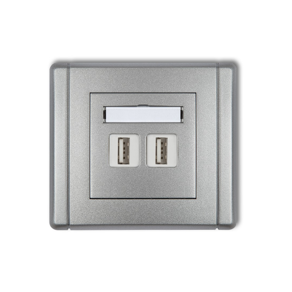Karlik Flexi Gniazdo podwójne 2xUSB-AA 2.0, srebrny metalik