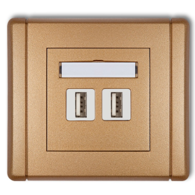 Karlik Flexi Gniazdo podwójne 2xUSB-AA 2.0, złoty metalik
