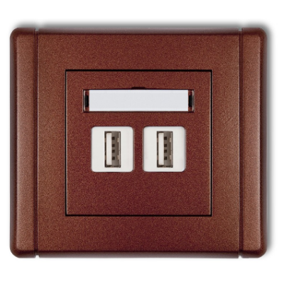 Karlik Flexi Gniazdo podwójne 2xUSB-AA 2.0, brązowy metalik