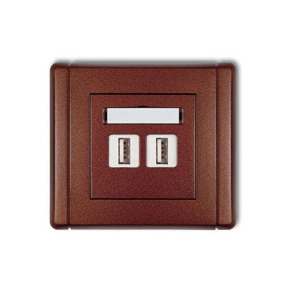 Karlik Flexi Gniazdo podwójne 2xUSB-AA 2.0, brązowy metalik