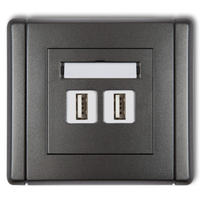 Karlik Flexi Gniazdo podwójne 2xUSB-AA 2.0, grafitowy