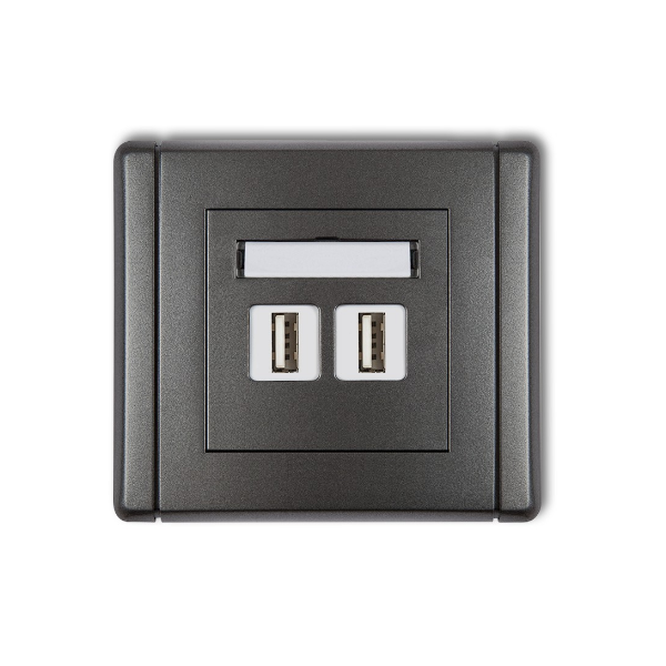 Karlik Flexi Gniazdo podwójne 2xUSB-AA 2.0, grafitowy