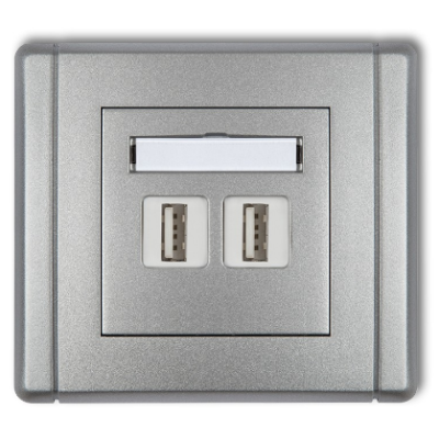 Karlik Flexi Gniazdo podwójne 2xUSB-AA 3.0, srebrny metalik