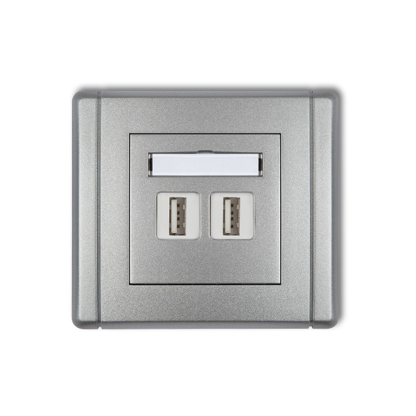 Karlik Flexi Gniazdo podwójne 2xUSB-AA 3.0, srebrny metalik