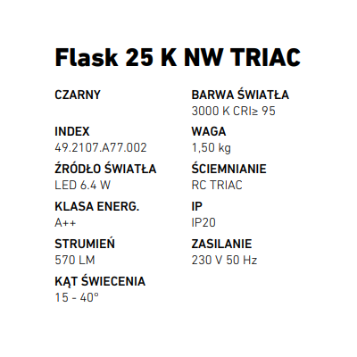 Chors Kinkiet Flask 25 K NW TRIAC LED 6.4 W 3000K 570lm