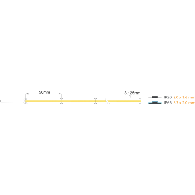Taśma LED COB 24V 8W 1800K IP20 520lm Ra90 8mm