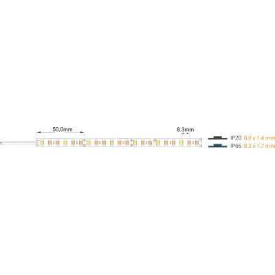 Taśma 120LED/m 1m 24V 17W 2100K MEAT IP20 1420lm Ra80 8mm
