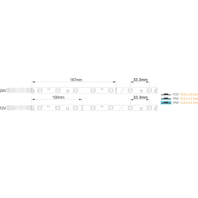 Taśma 30LED/m 1m 12V 7.2W RGB IP66 275lm 10.3mm