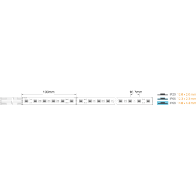 Taśma 60LED/m 1m 24V 19.2W RGB+2400K+6000K IP66 1405lm 12.3mm