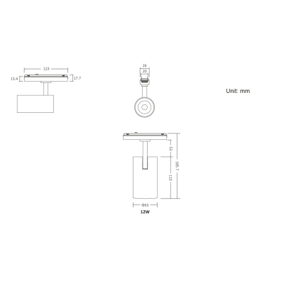 Reflektor na szynę magnetyczną TR26 60° RGB+CCT 12W (Zigbee 3.0 + 2.4G)