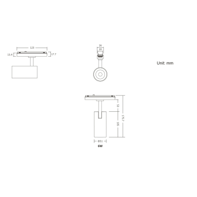 Reflektor na szynę magnetyczną TR26 30° CCT 6W (Zigbee 3.0 + 2.4G)
