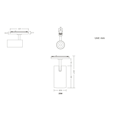 Reflektor na szynę magnetyczną TR26 36° CCT 25W (Zigbee 3.0 + 2.4G)