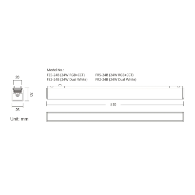 Naświetlacz na szynę magnetyczną TR26 CCT 24W (Zigbee 3.0 + 2.4GHz)