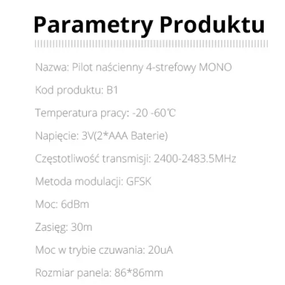 Panel naścienny MONO 4-strefowy 2xAAA B1