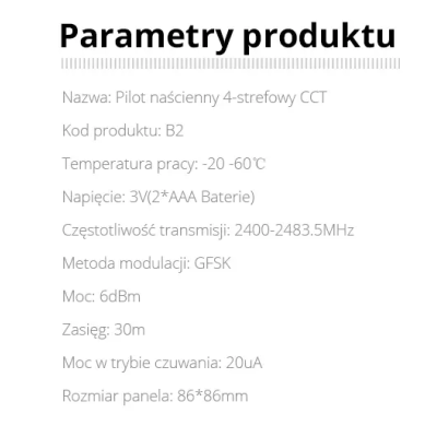 Panel naścienny CCT 4-strefowy 2xAAA B2