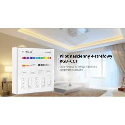 Panel naścienny RGB+CCT 4-strefowy 2xAAA T4