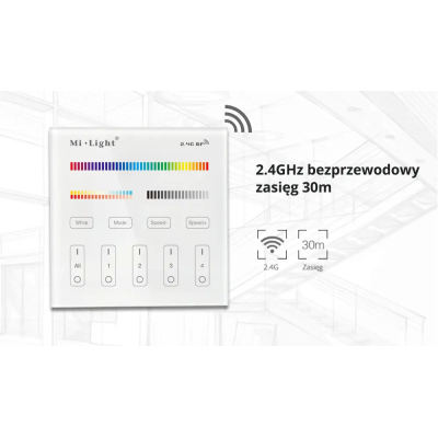 Panel naścienny RGB+CCT 4-strefowy 2xAAA T4