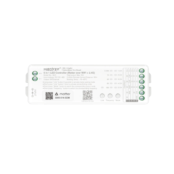 Sterownik 5w1 RGB+CCT Matter 12-48V 20A 2.4G ML5