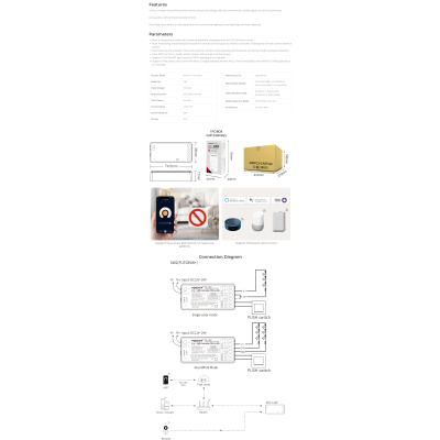 Sterownik 2w1 MONO/CCT 12V-24VDC 12A WiFi SW2 (FUT035W+)