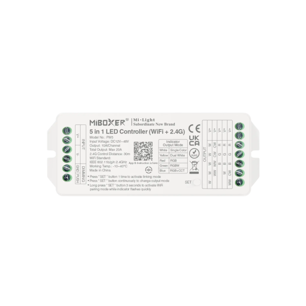 Sterownik 5w1 RGB+CCT 12-48V 20A WiFi+2.4G PW5