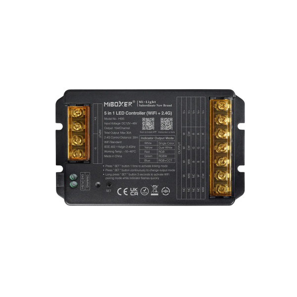 Sterownik 5w1 RGB+CCT 12-48V 30A WiFi+Bluetooth+2.4G HW5