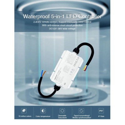 Sterownik woodoodporny LED RGB+CCT 12-48VDC 5w1 LS2-WP