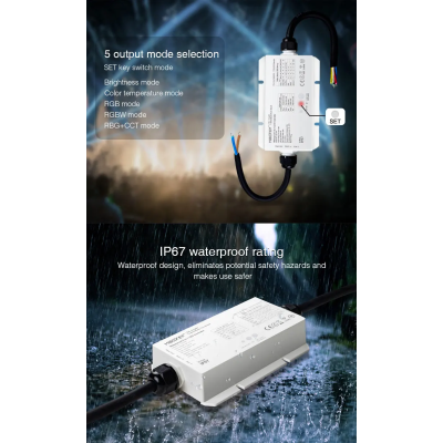 Sterownik woodoodporny LED RGB+CCT 12-48VDC 5w1 LS2-WP
