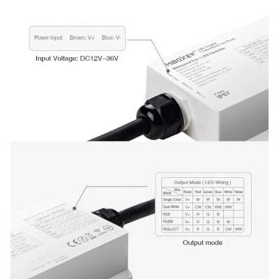 Sterownik woodoodporny LED RGB+CCT 12-48VDC 5w1 LS2-WP