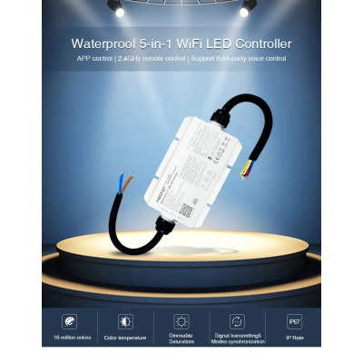 Sterownik woodoodporny LED WiFi RGB+CCT 12-48VDC 5w1 WL5-WP