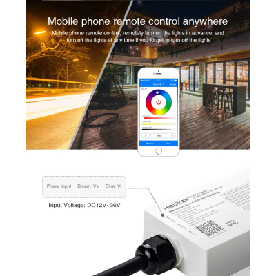 Sterownik woodoodporny LED WiFi RGB+CCT 12-48VDC 5w1 WL5-WP