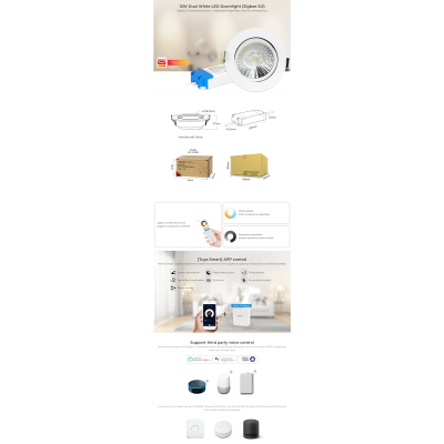 Oprawa LED Downlight 90mm 12W CCT Zigbee DW2-12A-ZB