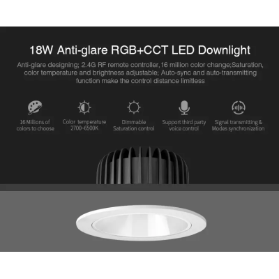 Oprawa LED Downlight 18W antyrefleksyjna RGB+CCT FUT072