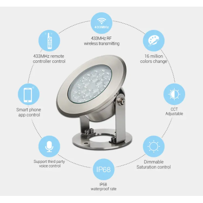 Lampa podwodna LED 9W RGB+CCT 12V IP68 UW03