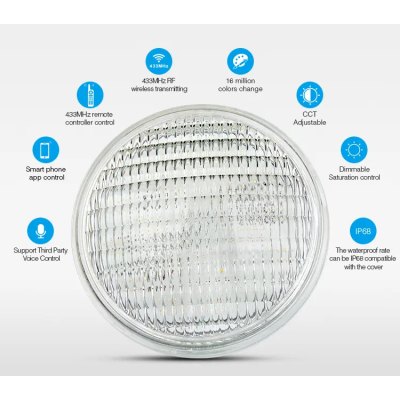 Lampa LED PAR56 18W RGB+CCT 12V IP68 Milight PW02