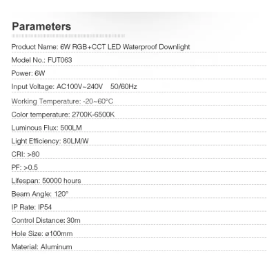 Oprawa Downlight LED FUT063 RGB+CCT