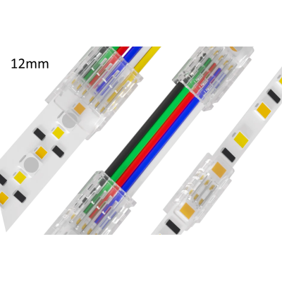 Złącze narożne taśmy LED 12mm 6PIN 3.5A z krótkim przewodem do taśmy COB
