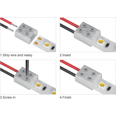 Złącze taśmy LED 10mm skręcane 2pin 6A SMD/COB