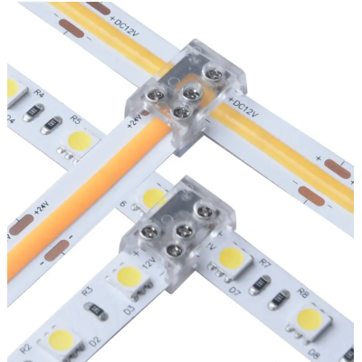 Złącze taśmy LED 10mm skręcane L/T 2pin 6A SMD/COB