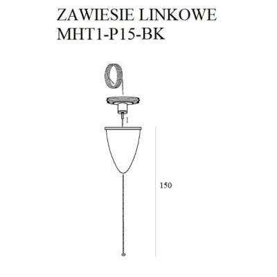 Maxlight MHT1-P15-BK Zawiesie linkowe 1,5m z regulacją bez uchwytu