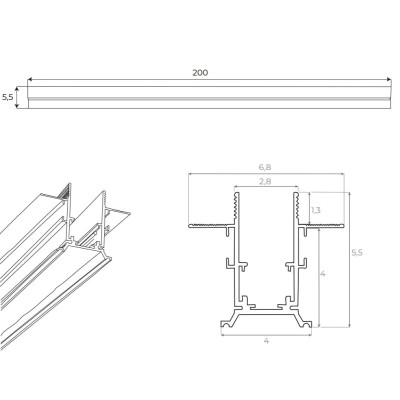Maxlight MT0024 Magnetic Szyna podtynkowa 2m