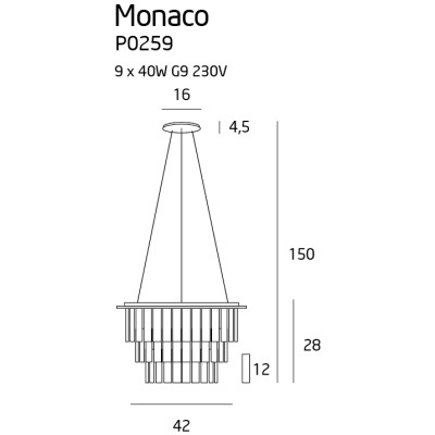 Maxlight P0259 Monaco 42cm